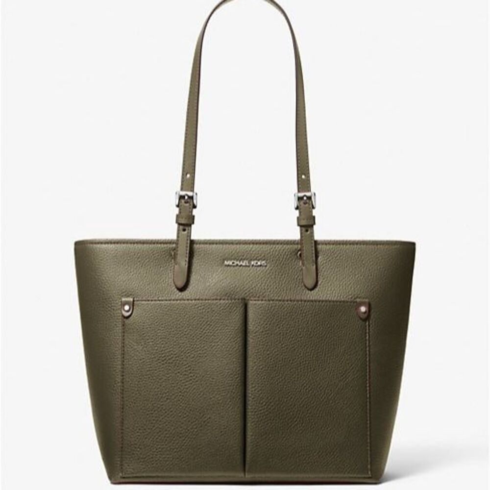 New Michael Kors Jet Set Travel Medium Double Pocket Tote Olive
